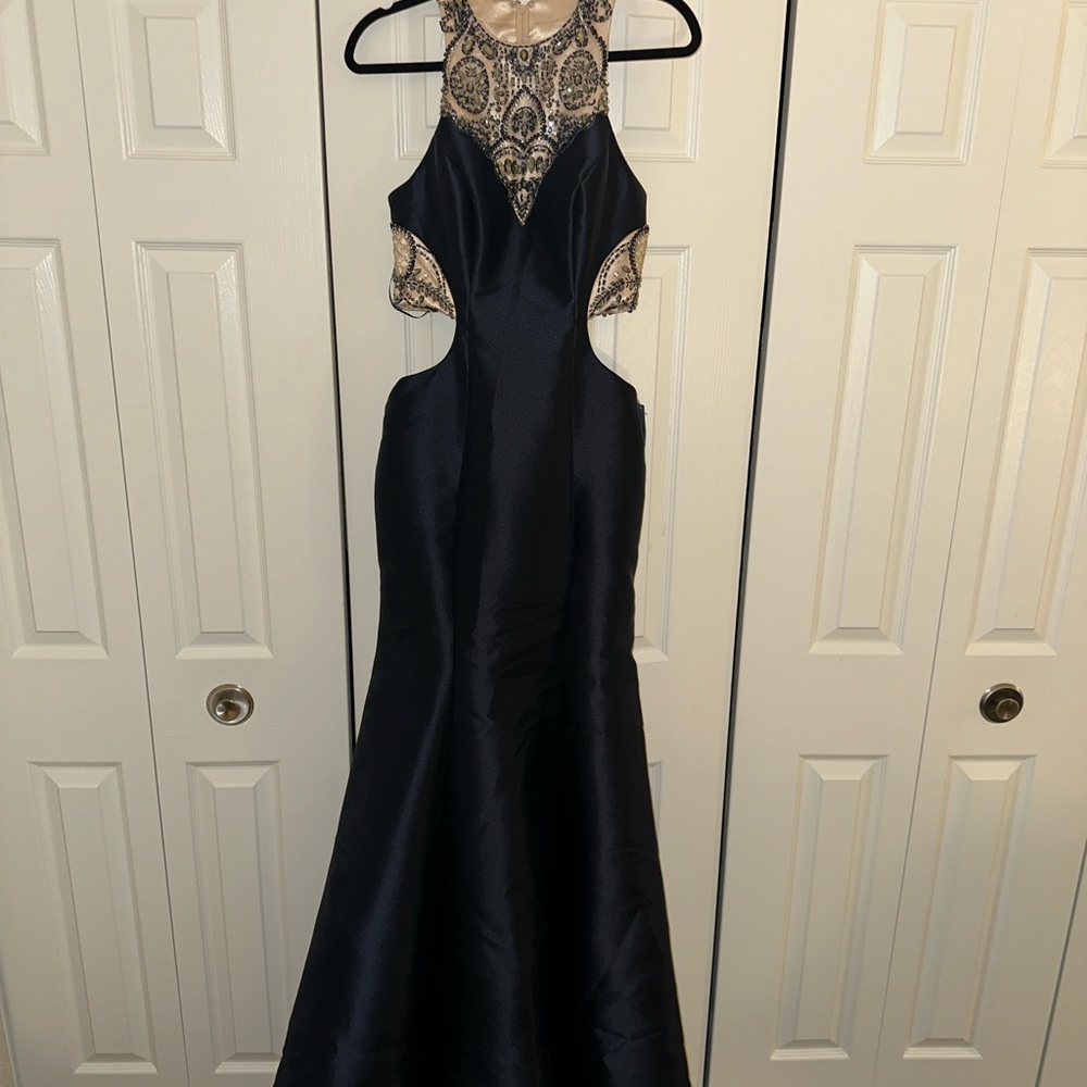 Black and Gold Evening Gown/ Prom Dress